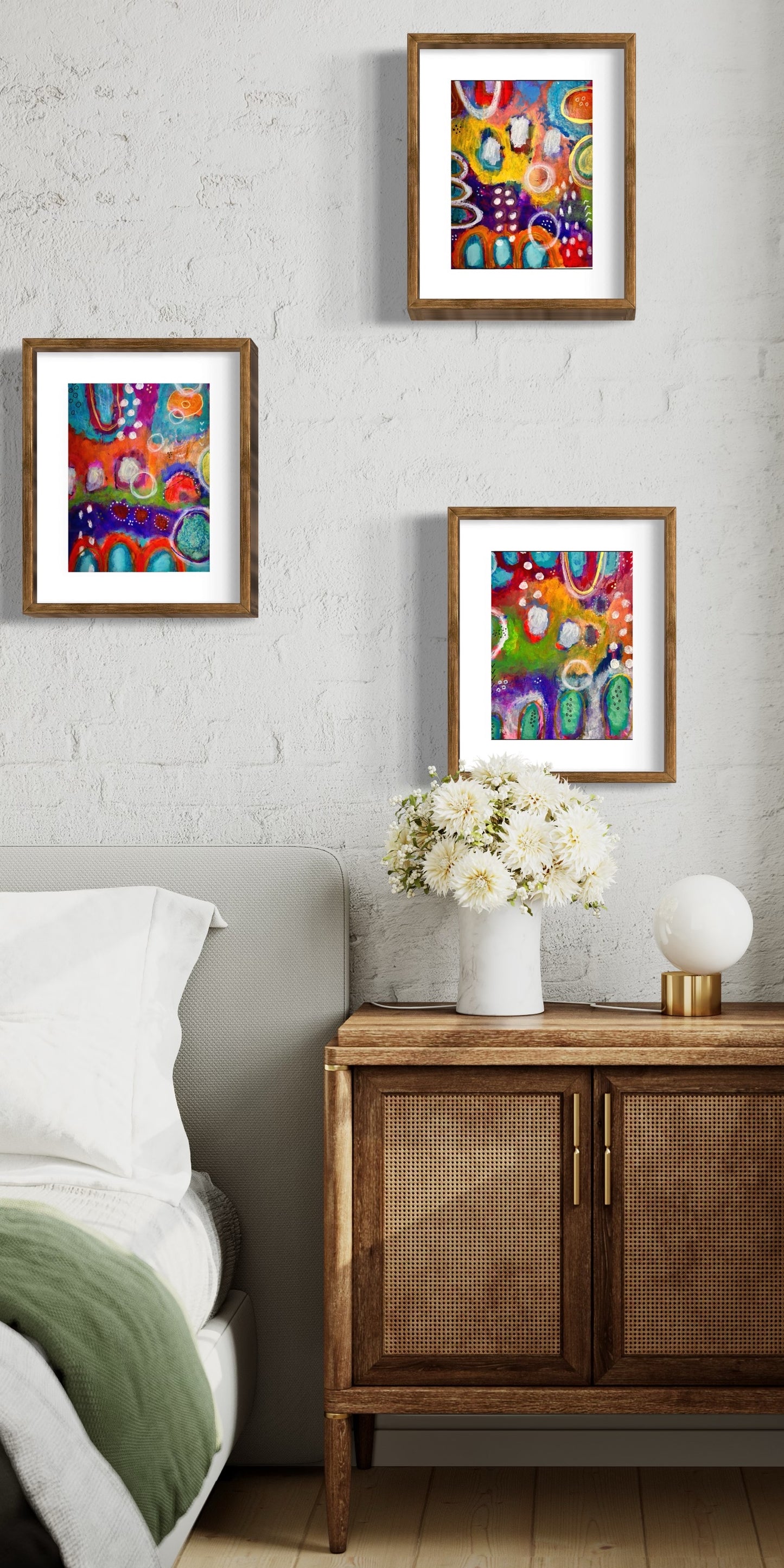 Garden Stroll - Colorful Abstracts Mix Media and Acrylic Artwork by Artist Elisa Amari