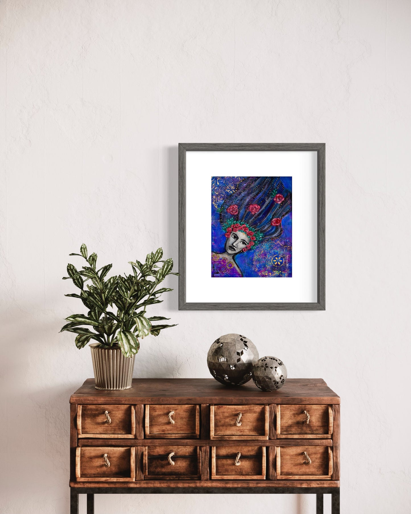 Celestial Crowned Muse - Limited Edition Giclee Print - Hand Embellished with Good Leaf