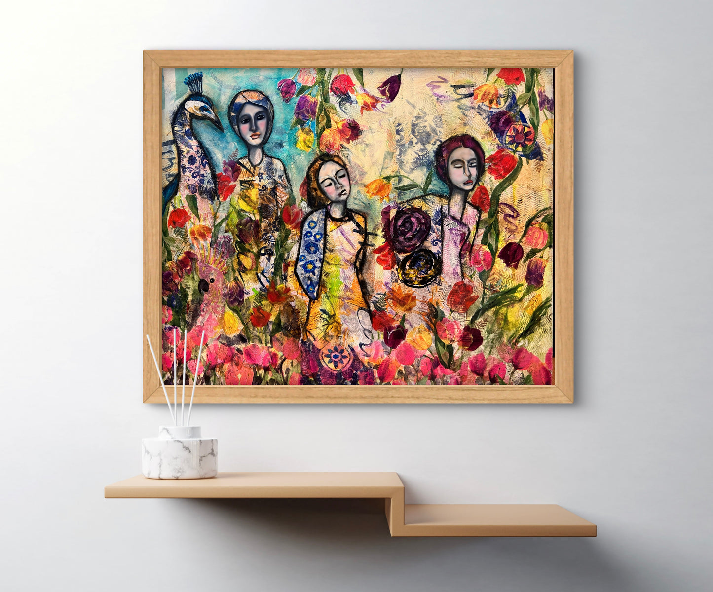 Garden Gathering – 18x24” Mixed Media Original on Canvas