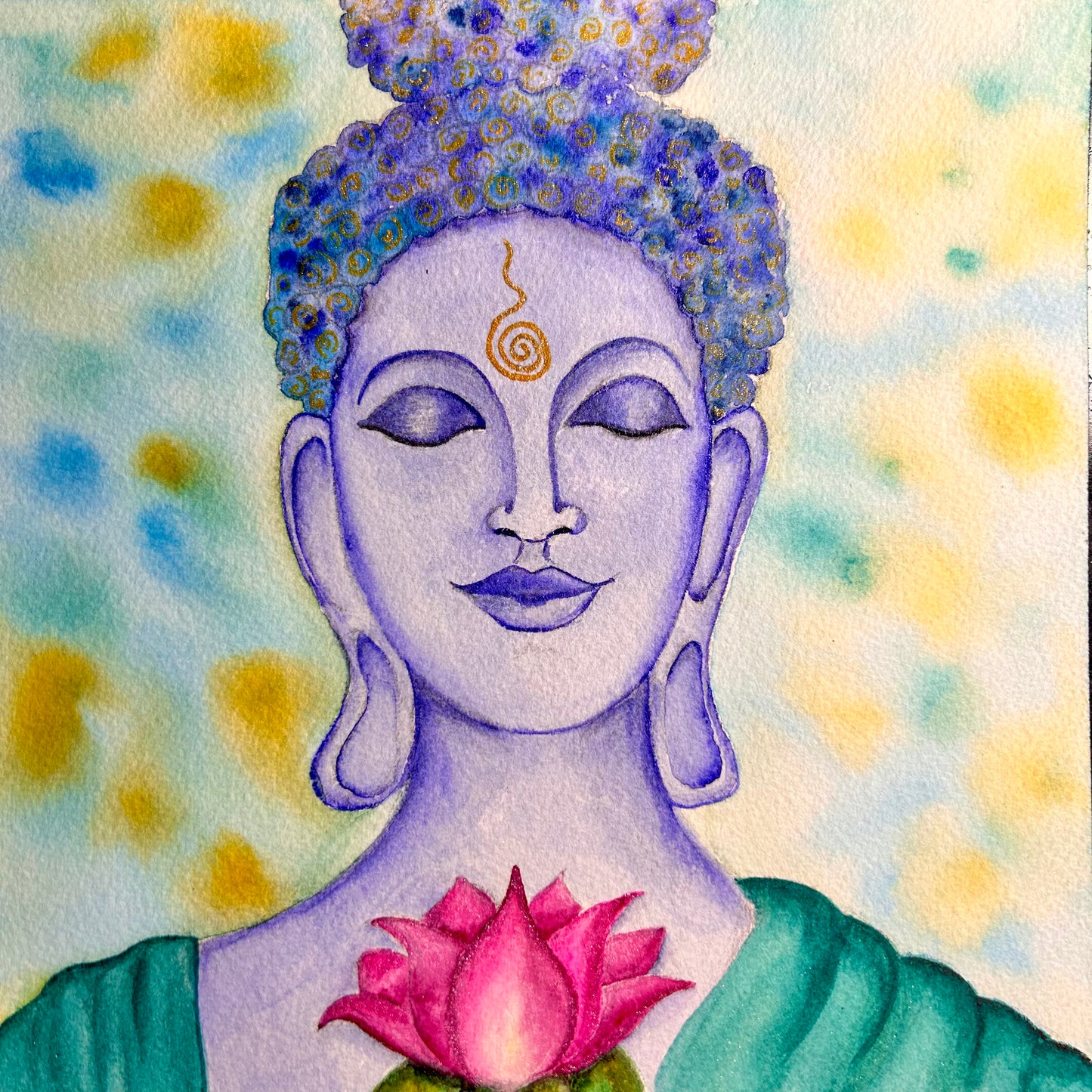 Mindful Buddha Zen Watercolor Art