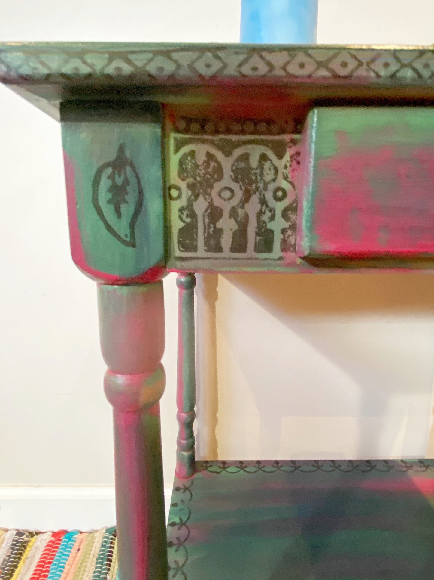 Mystic Bohemian Side Table - Bohemian - Whimsical - colorful - hand painted - bedroom - entryway