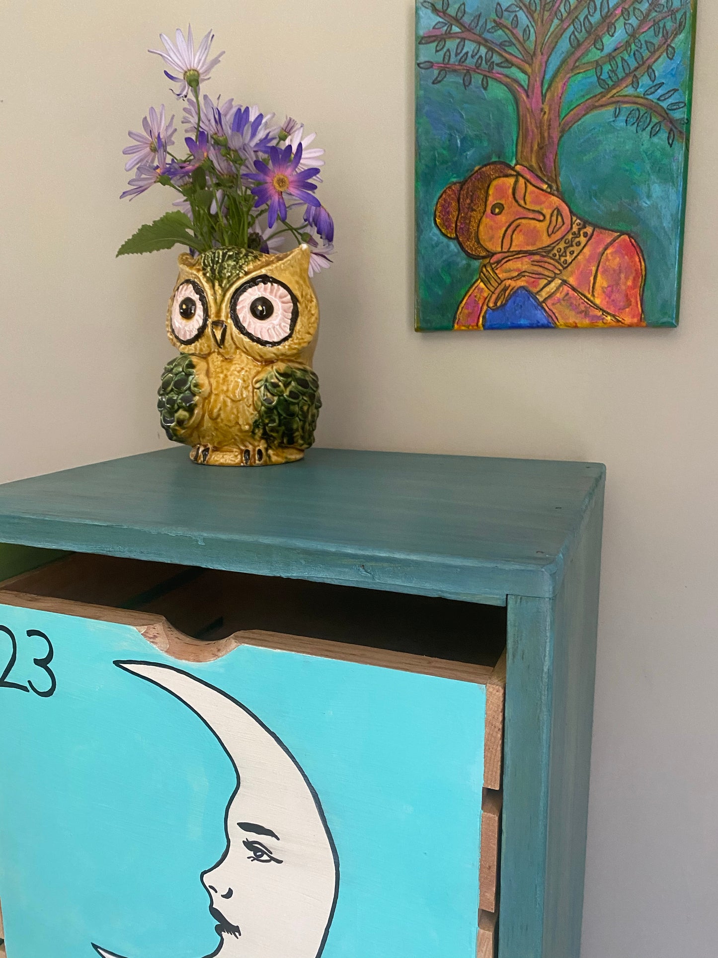 Loteria Storage Bin / Cabinet - hand painted