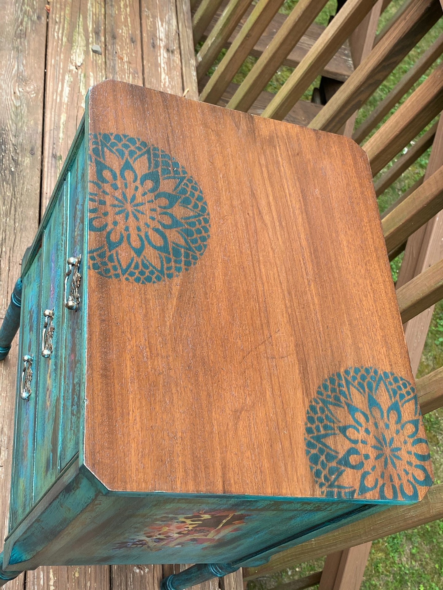 Bohemian Style Vintage Cabinet - hand painted