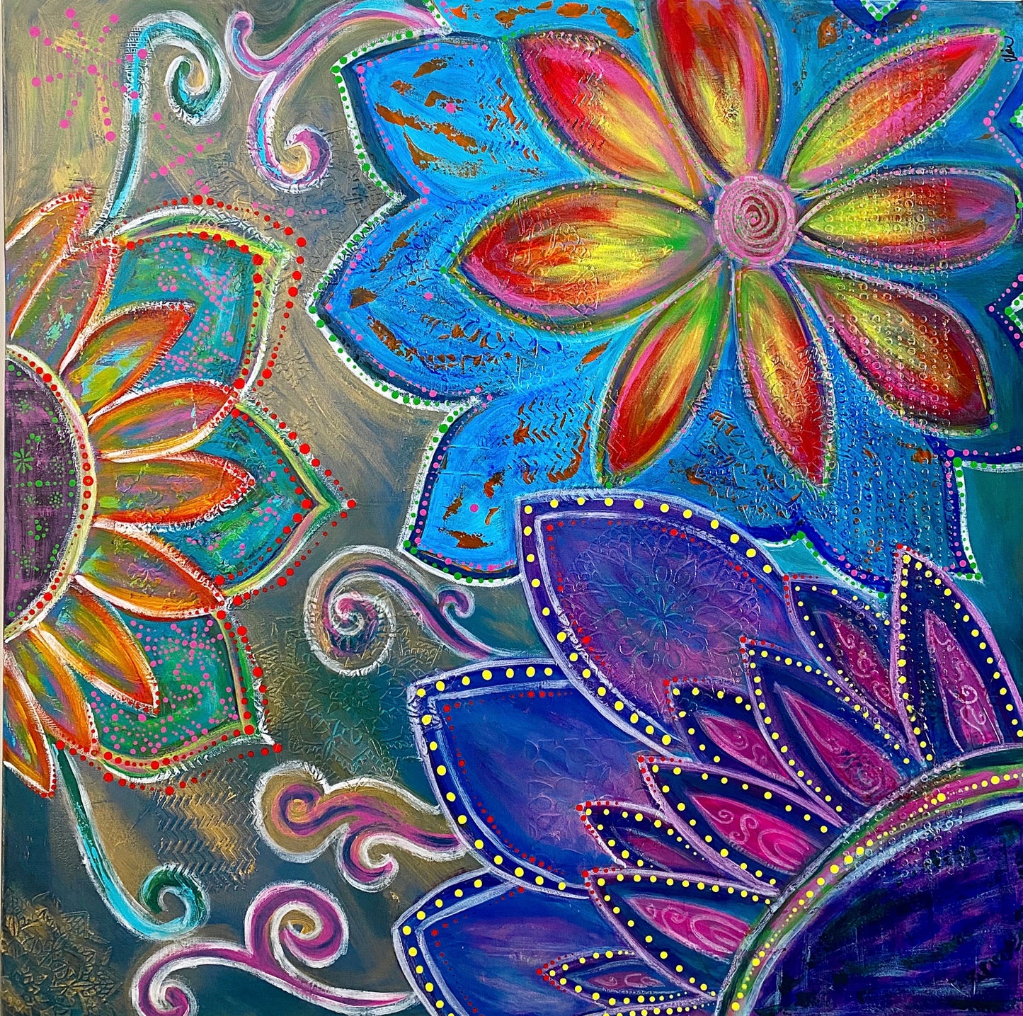 Utopian Summer hand painted original - modern art