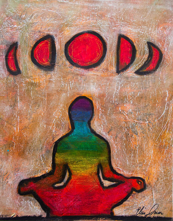 Yoga by Sunlight - By Moonlight 3 - Hand Embellished with Gold Leaf - Art Print
