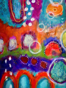Garden Stroll - Colorful Abstracts Mix Media and Acrylic Artwork by Artist Elisa Amari