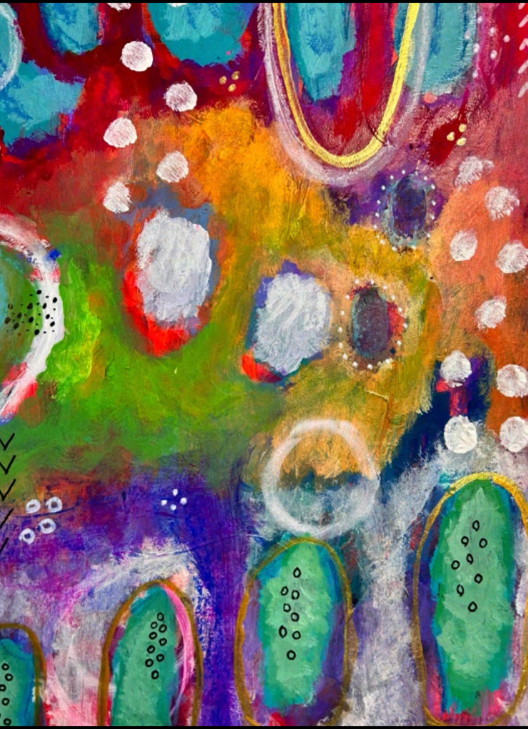 Garden Stroll - Colorful Abstracts Mix Media and Acrylic Artwork by Artist Elisa Amari