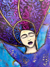 Load image into Gallery viewer, Zen Blossom Goddess - Limited Edition Giclee Art Prints - Hand Embellishments with gold leaf