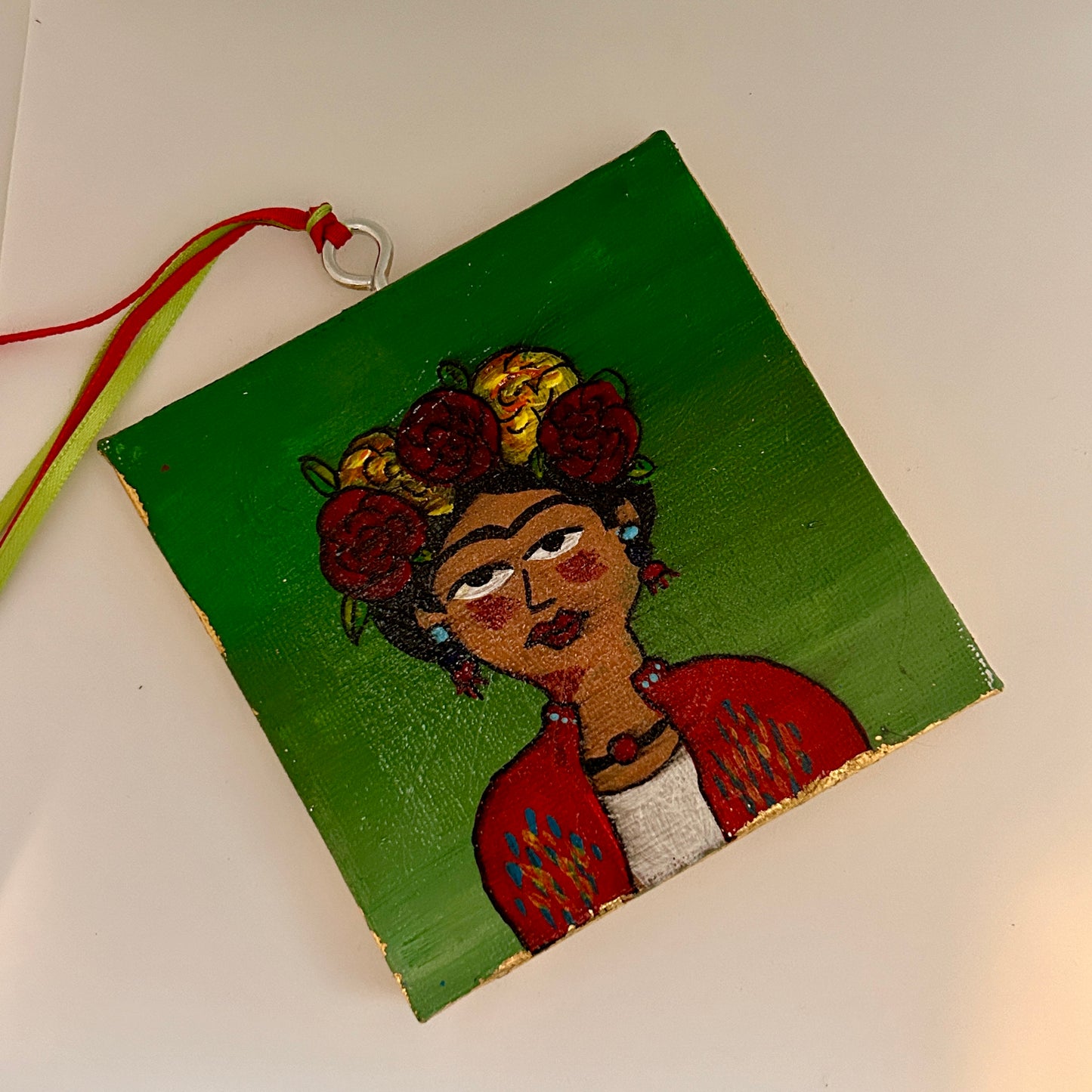 Frida Kahlo Mini Hand Painted Canvas Ornaments