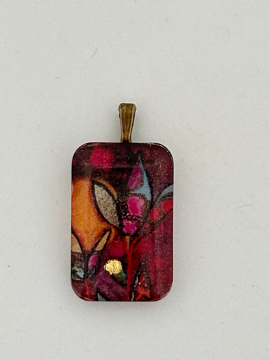 Divine Energy Lotus Resin Pendant (Rectangle)