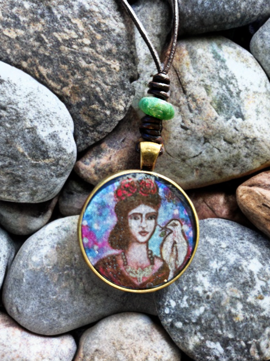 Frida Kahlo Pendant Resin Bezel