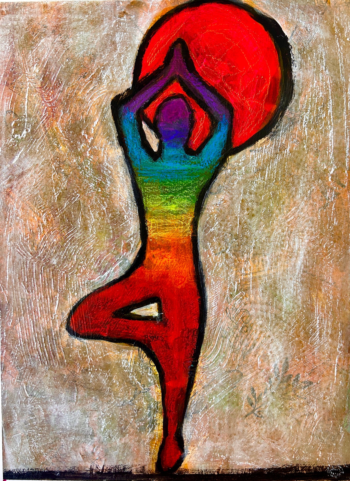Yoga by Sunlight - by Moonlight: Colorful Mix Media and Acrylic Artwork by Artist Elisa Amari"