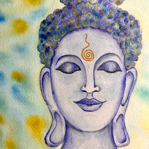 Mindful Buddha Zen Watercolor Art