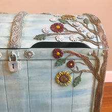 Load image into Gallery viewer, Tree of Life Watercolor Chest - Hand painted - blue - floral - unique furniture art