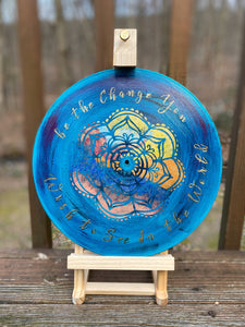 Be The Change Vinyl Artwork - Original - hand painted - Mandala - modern art Original