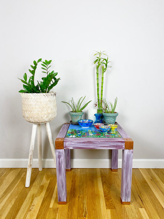 Sunny-side Up Side/End Table -Bohemian - Whimsical - Cherry Picked