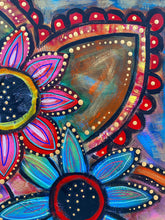 Load image into Gallery viewer, boho - flower - painted mandala floral blue - pink- purple flower