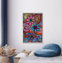 Load image into Gallery viewer, boho - flower - painted mandala floral blue - pink- purple flower