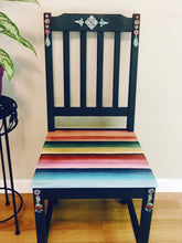 Load image into Gallery viewer, Mexican Serape Accent Chair - hand painted - floral - bohemian - furniture art - pink - blue
