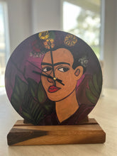 Load image into Gallery viewer, Frida Kahlo hand painted art upcycled Vinyl Record Art artwork -decor-dorm-living room-entryway-quote