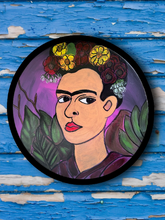 Load image into Gallery viewer, Frida Kahlo hand painted art upcycled Vinyl Record Art artwork -decor-dorm-living room-entryway-quote