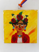 Load image into Gallery viewer, Frida Kahlo Yellow 2X2 inch canvas ornament