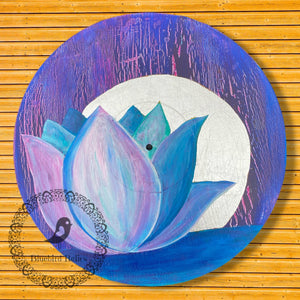 Lotus by Moonlight Vinyl Artwork  - hand painted - modern art Original