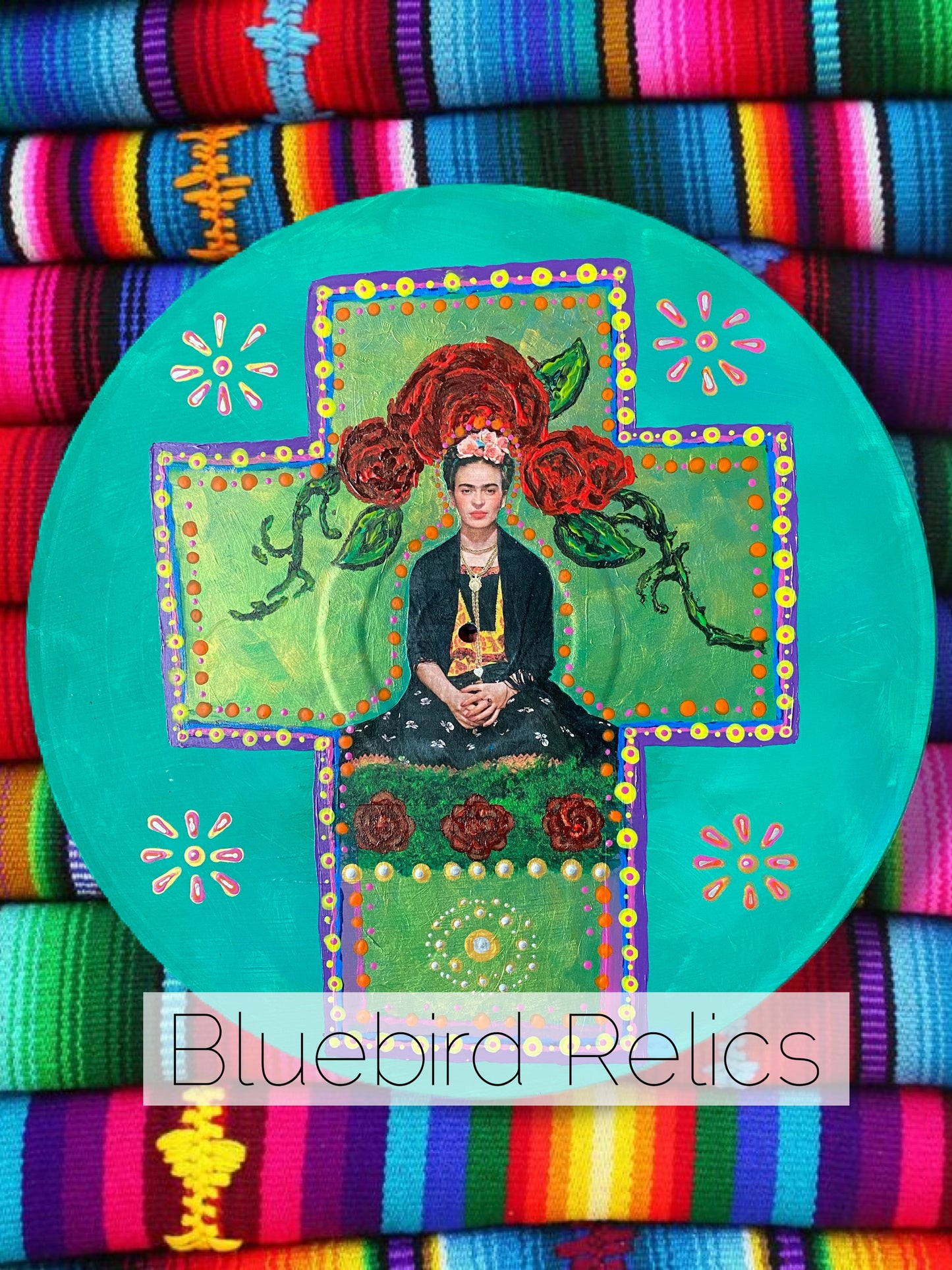 Frida Kahlo Vinyl Artwork - Original - hand painted - modern art Original