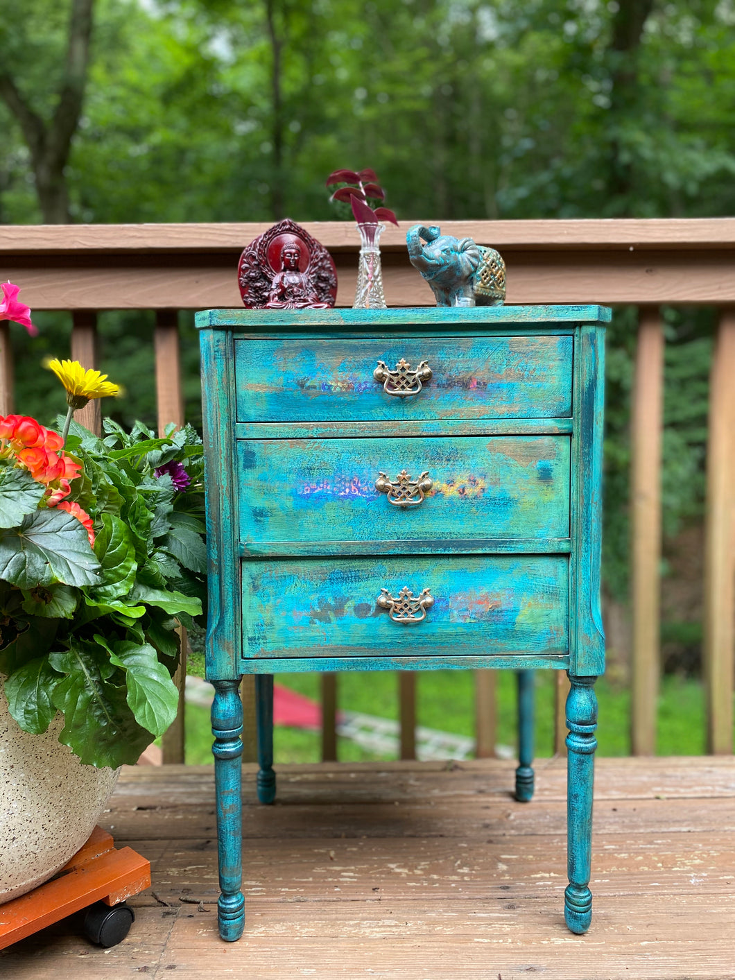 Bohemian Style Vintage Cabinet - hand painted