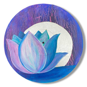 Lotus by Moonlight Vinyl Artwork  - hand painted - modern art Original