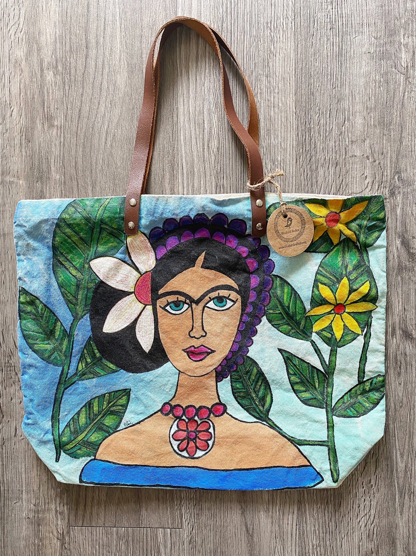 Frida Kahlo Inspired Hand Painted tote