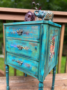 Bohemian Style Vintage Cabinet - hand painted